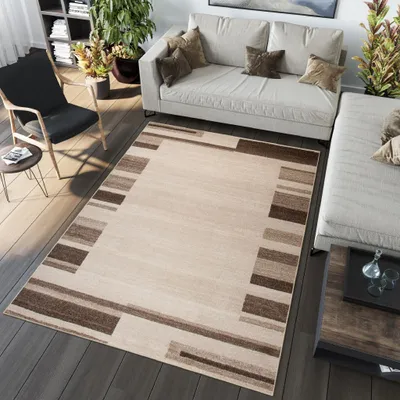Immagine prodotto di Tappeto soggiorno camera da letto a pelo corto moderno design screziato beige marrone ÖKOTEX 160 x 220 cm
