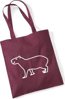 Produktbild von Huuraa Jutebeutel Capybara Silhouette 10 Liter Burgundy Baumwolle Tasche Geschenkidee