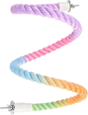 Immagine prodotto di Corda di cotone colorata a forma di spirale, 80 cm, giocattolo per uccelli