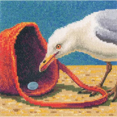 Immagine prodotto di Kit da ricamo a punto croce RTO "Gabbiano curioso", schema numerato, 14x14 cm