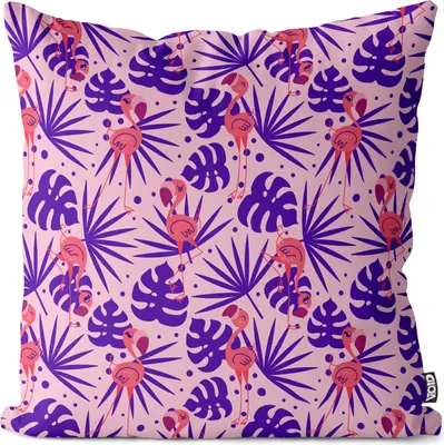 Produktbild von VOID Flamingo Palmen lila Kissenbezug Kissenhülle Sofakissen Kissen Deko Outdoor-Kissen Dekokissen