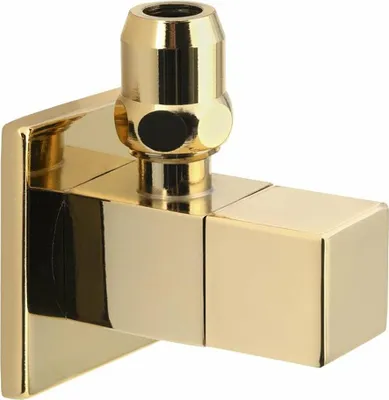 Zdjęcie produktu dla Zawór kątowy z rozetą, kwadratowy, 1/2" x 3/8", złoty