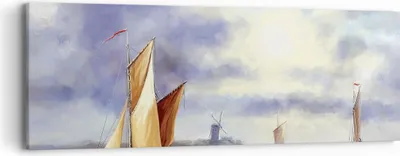 Produktbild von Bild auf Leinwand - Leinwandbild - Einteilig - Fischer Schiff Fan - 90x30cm - Wand Bild - Wanddeko - Wandbilder - Leinwanddruck - Bilder - Wanddekoration - Leinwand bilder - Wandbild - AB90x30-4318