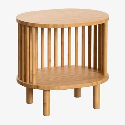 Zdjęcie produktu dla Stolik nocny Stolik nocny wykonany z bambusa 2 półki 41,5 x 40 cm RI83 naturalne wykończenie