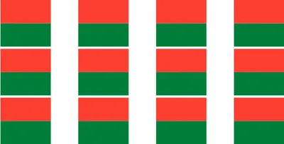 Produktbild von Mini Aufkleber Set - Pack glatt - 50x31mm - selbstklebender Sticker - Madagaskar - Flagge / Banner / Standarte fürs Auto, Büro, zu Hause und die Schule - 12 Stück