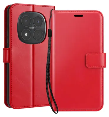 Obrázek produktu pro Mayaxess, pouzdro na peněženku s poutkem a stojánkem pro Redmi Note 15 Pro Plus 5G, červené