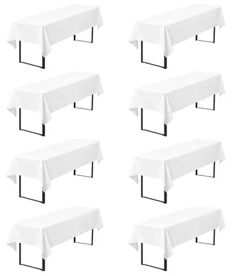8 Biertischdecken 260x110 cm, Polyester, weiß, waschbar