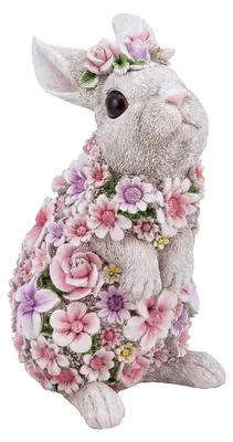 Produktbild von Clayre & Eef Figur Kaninchen 16x13x25 cm Rosa Polyresin Blumen
