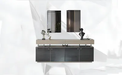Produktbild von Sideboard mit Spiegel Anrichte Garnitur Schrank Modern Kommode Grau
