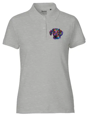 Produktbild von Huuraa Damen Polo Shirt Dackel Colorful M Sport Grey Bio Baumwolle Fairtrade Poloshirt Geschenkidee