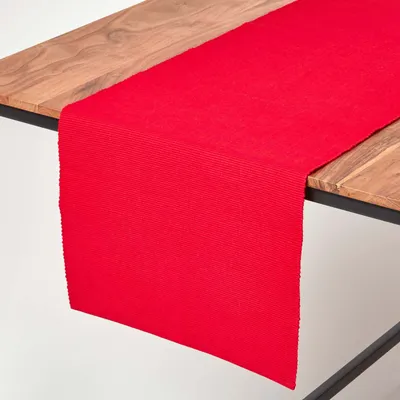 Produktbild von HOMESCAPES Tischläufer aus 100% Baumwolle, rot