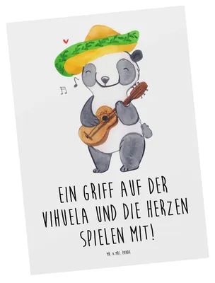 Produktbild von Mr. & Mrs. Panda Postkarte Vihuela Herzklang - Weiß - Geschenk, Saiteninstrument, Instrumente, einzelkarte, Lernen, historische Musik, Instrument, Musiker, Grußkarte