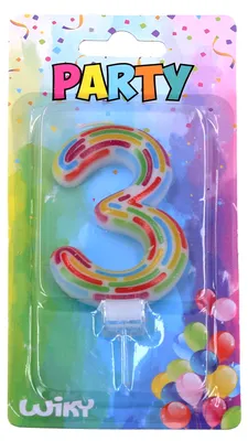 Zdjęcie produktu dla Świeczka imprezowa Numer 3 Przecinki