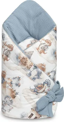 Obrázek produktu pro Zavinovačka pro miminko, mušelín, bavlna - Dráček modrý, jeans