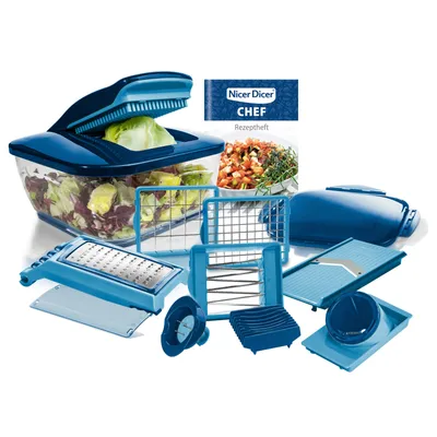 Produktbild von Nicer Dicer Chef Gemüseschneider 15.tlg, Gemüsehobel für die Küche, Zwiebelschneider, Salatschneider Pommesschneider Wellenschneider