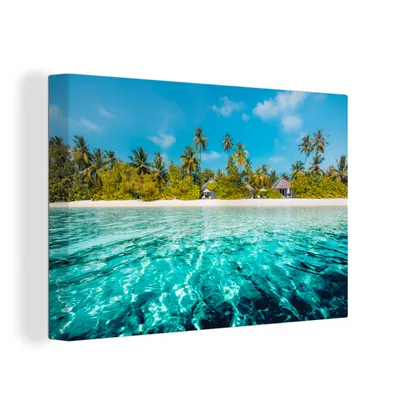 Produktbild von OneMillionCanvasses® - Leinwandbilder - 150x100 cm, Strand - Palmen - Meer, Wandbilder Kunstdruck Wanddekoration