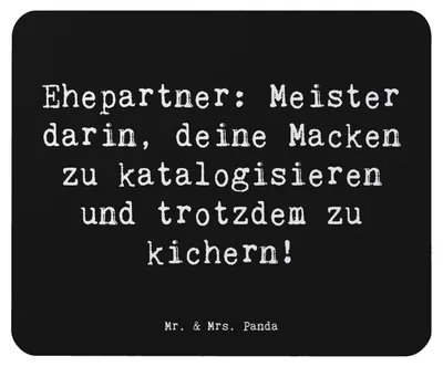 Produktbild von Mr. & Mrs. Panda Mouse Pad Spruch Ehepartner Schätze - Schwarz - Geschenk, Familie, Lächeln, laptop mousepad, herzerwärmende Sprüche, Verwandte, Partner, Freundschaft
