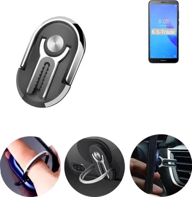 Produktbild von K-S-Trade 3in1 Smartphone-Ring Handy-Ring kompatibel mit Huawei Y5 Lite 2018 Fingerhalterung  Handyring Tischständer Lüftungsgitter-Halterung Tisch
