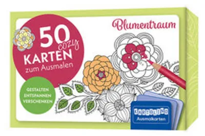 Produktbild von 50 cozy Karten zum Ausmalen - Blumentraum