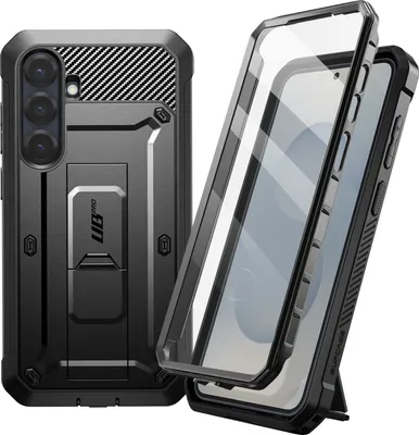 Produktbild von Supcase, Samsung Galaxy S25 stoßfeste Rundumhülle mit Ständer, Schwarz