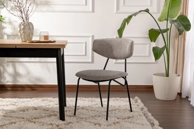 Produktbild von Skye Decor, Hochwertiges Stuhlset (2 Stück), Grau und Schwarz, 48 x 59 x 80 cm | 100% Buchenholzrahmen, 100% Baumwolle, Chenille-Textur | Modernes Design für Ihr Zuhause.