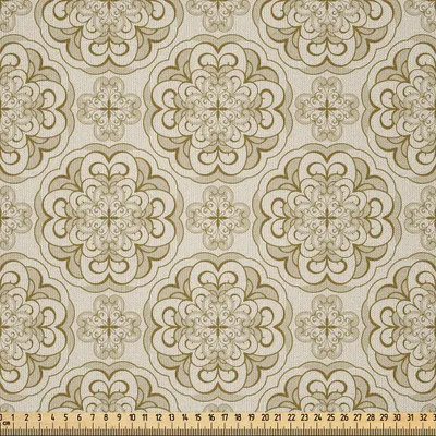 Produktbild von ABAKUHAUS Beige Microfaser Stoff als Meterware , Baroque Floral Motiv westlichen klassischen dramatischen Ära Kunst antiken Renaissance nostalgischen, 10 M (230 x 1000 cm), Beige Ecru