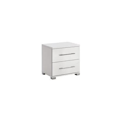 Produktbild von Nachttisch Famili – 2 Schubladen – Weiß Hochglanz – Modern – 40×55×48 cm – Nachtschrank für Schlafzimmer