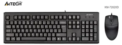 Produktbild von A4Tech KM-720620D, Volle Größe (100%), Kabelgebunden, USB, QWERTY, Schwarz, Maus enthalten