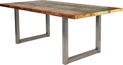 Produktbild von SIT Möbel Esstisch 220 cm | Tischplatte 40 mm Altholz bunt | Kufen-Gestell Stahl antiksilber | B 220 x T 100 x H 76,5 cm | 15024-40 | Serie TABLES & CO