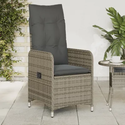 Produktbild von Möbel Gartensessel Verstellbar mit Kissen Grau Poly Rattan - Gartenstühle &45522