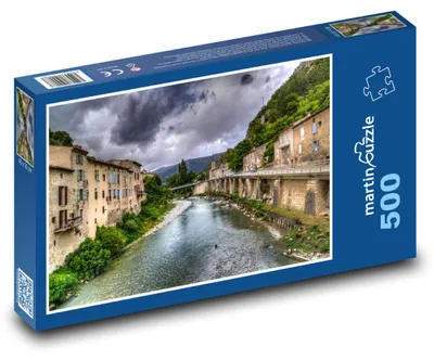 Zdjęcie produktu dla Puzzle 500 Francuska rzeka z miastem - martinpuzzle
