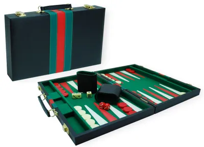 Image de HOT Games Valise de backgammon 38 cm. Noir Vert Rouge