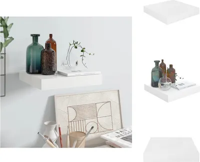 Produktbild von vidaXL Schweberegal Hochglanz-Weiß 23x23,5x3,8 cm MDF -  Wandregale