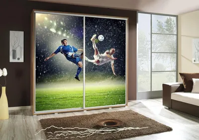 Productafbeelding van Kledingkast GILES: Schuifdeurkledingkast met grafische prints, 205x215 cm