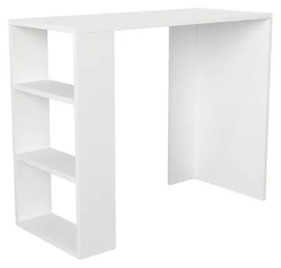 Image de Bureau d'étude en panneau mélaminé blanc 90 x 74 x 40 cm avec étagères