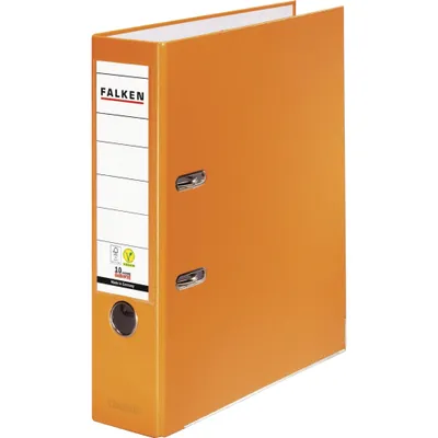 Image de Falken 20x Classeur à levier PP A4 dos de 80mm VEGAN noir Orange 11286721007F