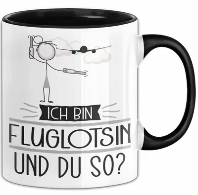 Produktbild von Fluglotsin Tasse Geschenk Ich Bin Fluglotsin Und Du So Geschenkidee Lustiger Spruch Becher (Schwarz)