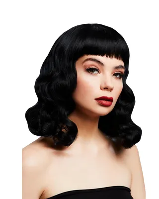 Produktbild von Damen Perücke Bettie mit kurzem Pony und Wellen in Schwarz als Kostümaccessoire