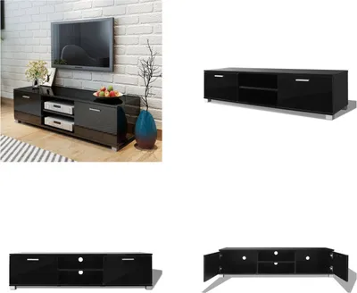 Produktbild von vidaXL TV Schrank Hochglanz Schwarz 140x40,5x35 cm - TV-Schrank - TV-Schränke - HiFi-Schrank - HiFi-Schränke