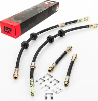 Produktbild von 4x Bremsschlauch Set vorne hinten + Halteklammer für Seat Skoda Fabia VW Polo