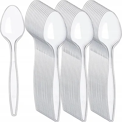 Produktbild von Guillin Dessert-Plastiklöffel 50 Stück dick wiederverwendbar transparent