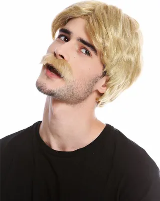 Produktbild von WIG ME UP Perücke Bart Schnauzbart Blond Cop 70er 4129-ZA89