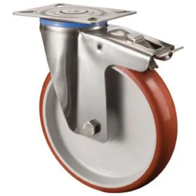 Obrázok produktu pre Kolieska so zámkom z polyuretánu/nerezového kolesa 100 mm Nosnosť 120 kg pre