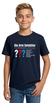Produktbild von Spreadshirt Die Drei Fragezeichen Detektive Visitenkarte Teenager T-Shirt, 134/146 (9-11 Jahre), Navy