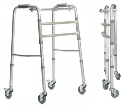 Produktbild von Vitea Care Gehwagen mit 4 Rädern, klappbar, Aluminium, grau, 110 kg