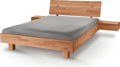 Bett Brüssel 180x200 cm Kernbuche Massiv mit Holzkopfteil Natur