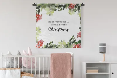 Produktbild von MuchoWow® Wandteppich Wandbehang Weihnachten - Zitat - Aquarell 90x90 cm Tapisserie Dekoration Wandtuch - Wandaufhänger