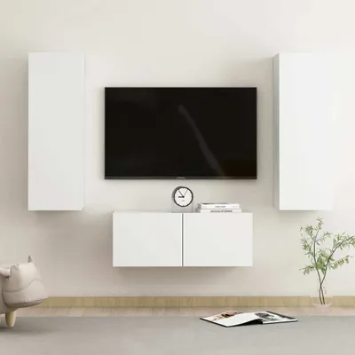 Obrázok produktu pre vidaXL 3 ks TV skrinka biela materiál na báze dreva - TV skrinka - TV skrinky - HiFi skrinka - HiFi skrinky