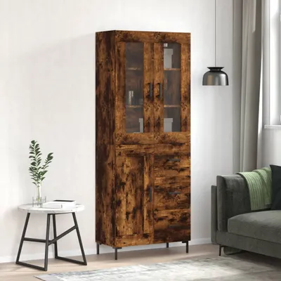 Obrázok produktu pre vidaXL Highboard smoke oak 69,5x34x180 cm odvodený výrobok z dreva