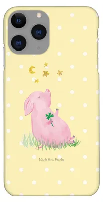 Produktbild von Mr. & Mrs. Panda Iphone 11 Pro Handyhülle Schwein Glück - Gelb Pastell - Geschenk, Lustige Sprüche, Premium Kunststoff, Ziele, Motivation, Sterne, Träume, Handy Case